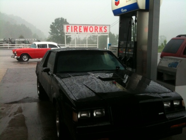 Buick hiding from the rain